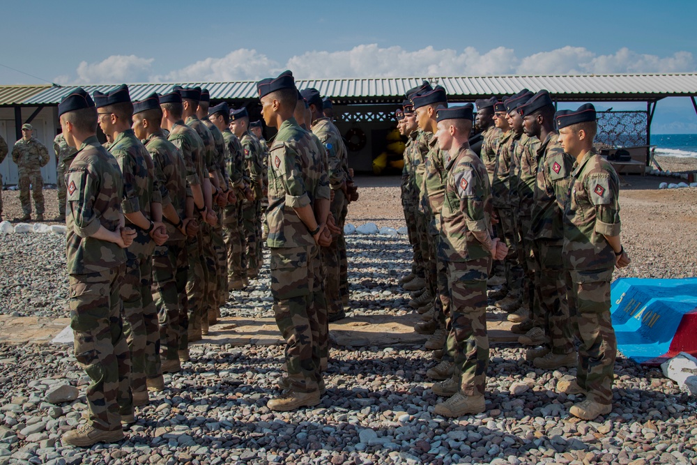 French service members complete the Joint Expeditionary Mountain Warfare Course in Djibouti