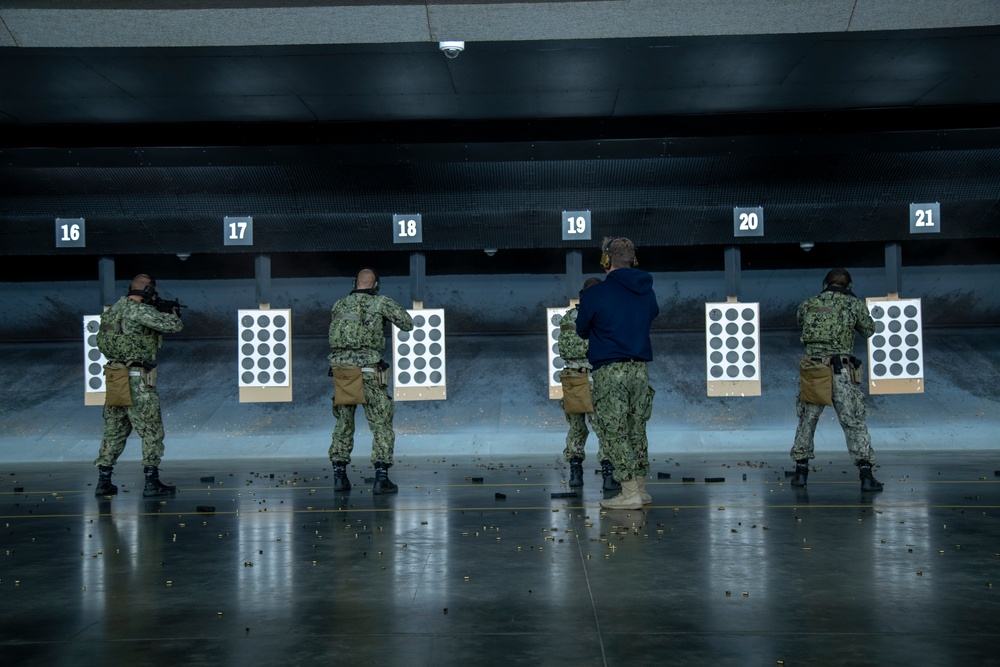 Fast Boat Operators practice small arms marksmanship