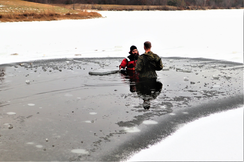 Marines jump in for cold-water immersion training during CWOC ops at Fort McCoy