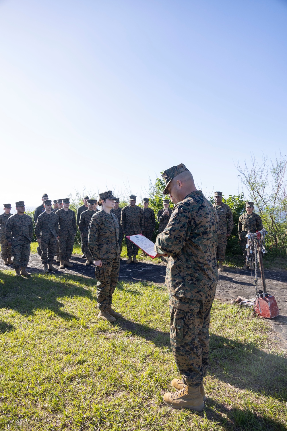 Reenlistment and Promotion atop Mt. Suribachi