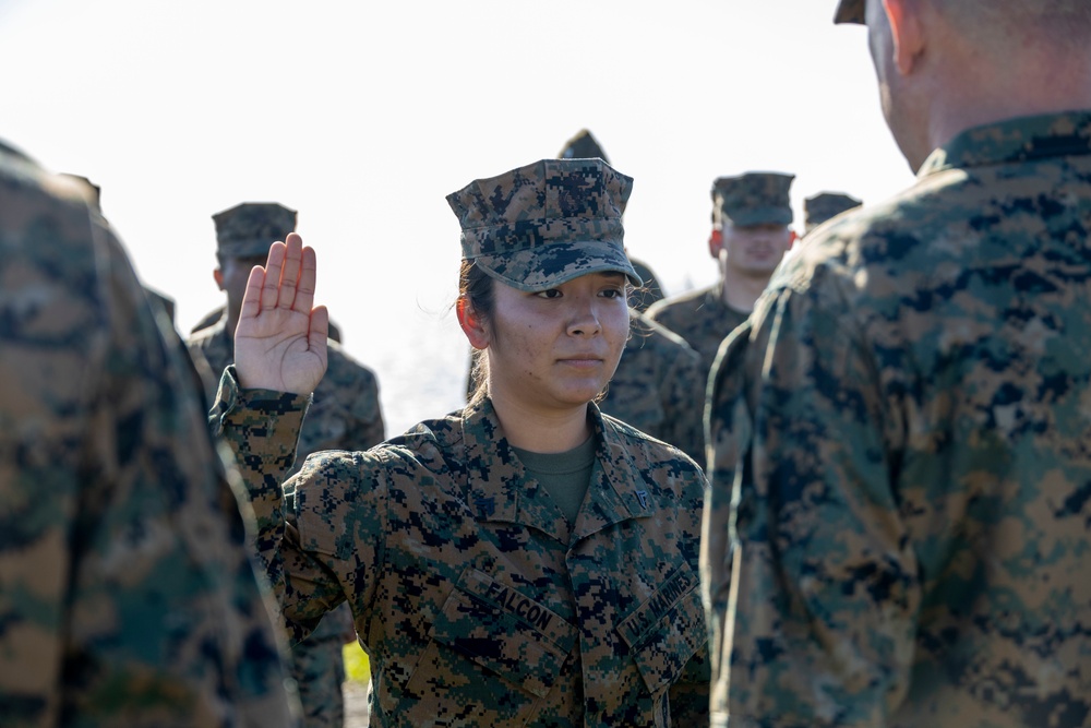 Reenlistment and Promotion atop Mt. Suribachi