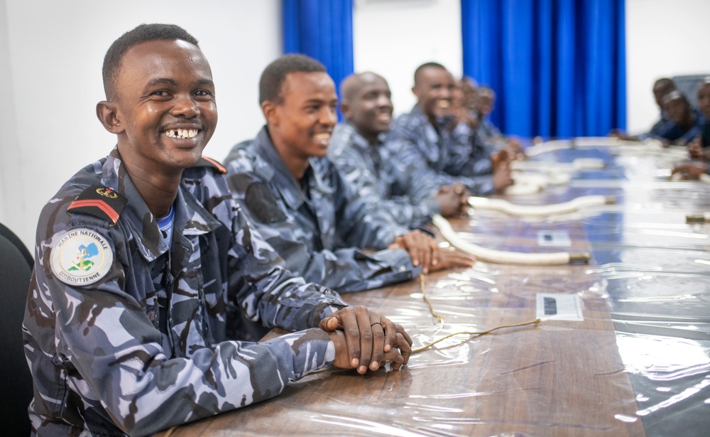 Djiboutian Navy recruits participate in a six-week professional maritime orientation course with Maritime Expeditionary Security Squadron 10