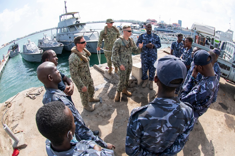 Djiboutian Navy recruits participate in a six-week professional maritime orientation course with Maritime Expeditionary Security Squadron 10