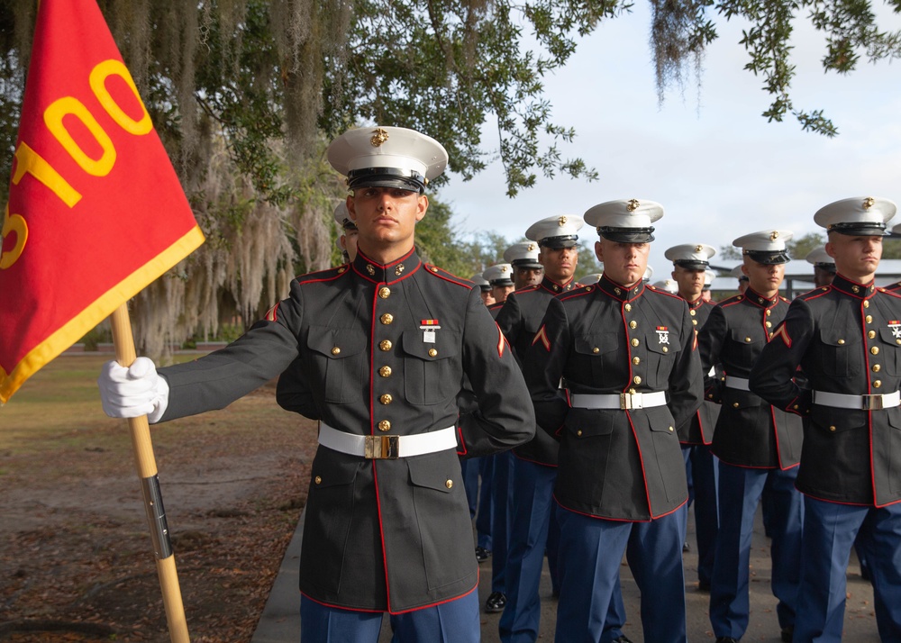 Marine graduates from Marine Corps Recruit Training Parris Island as platoon honor graduate