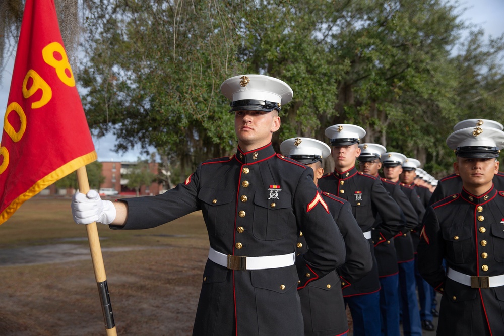 Marine graduates from Marine Corps Recruit Training Parris Island as platoon honor graduate