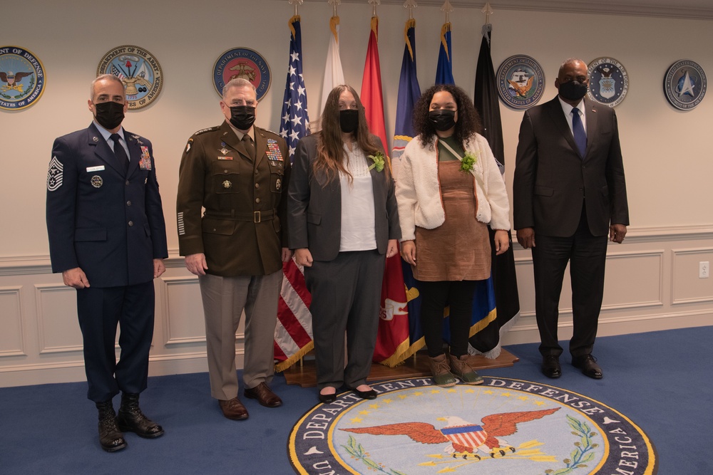 Secretary of Defense Lloyd Austin meets with Medal of Honor families and recipient