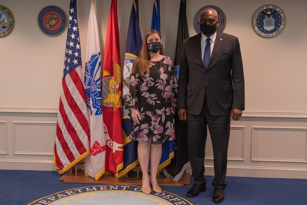 Secretary of Defense Lloyd Austin meets with Medal of Honor families and recipient