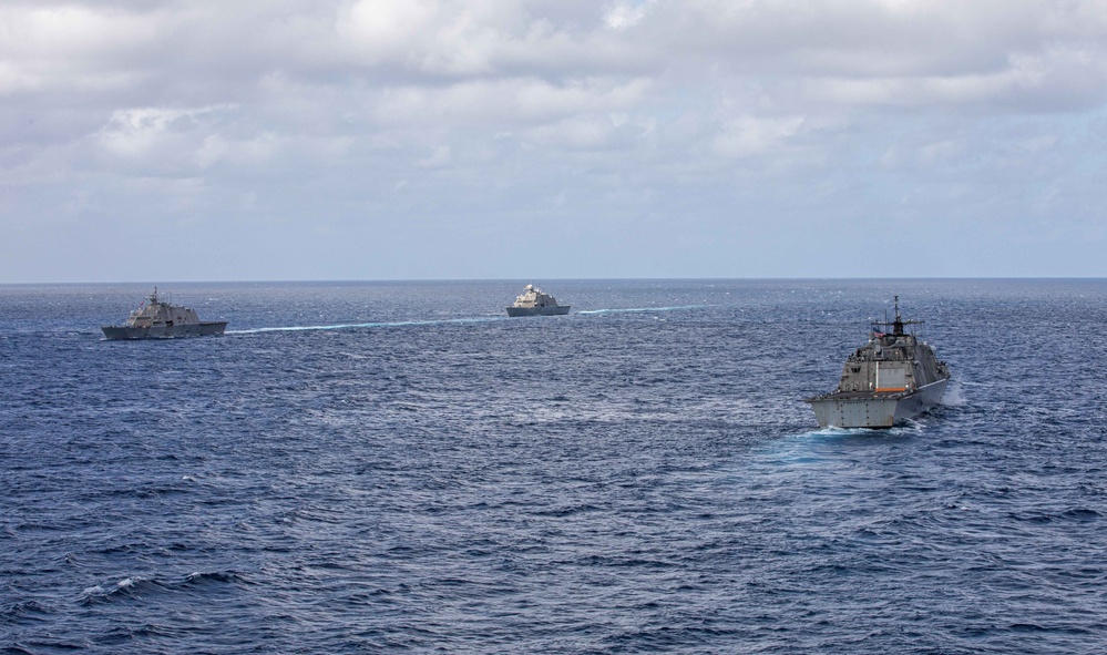 Three Freedom-variant littoral combat ships Conduct Maritime Operations Together
