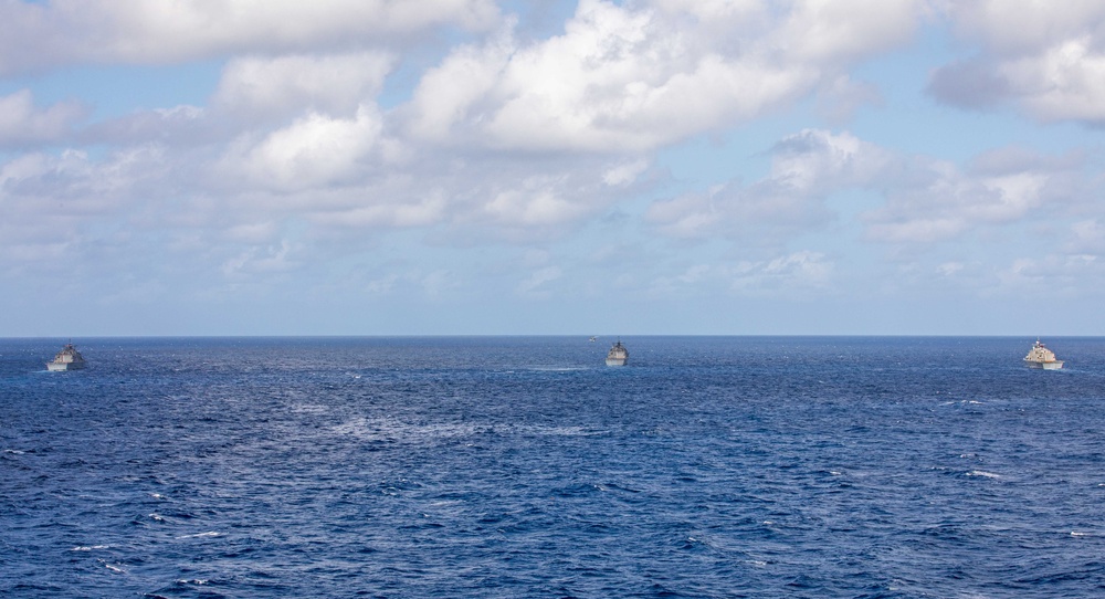 Three Freedom-variant littoral combat ships Conduct Maritime Operations Together