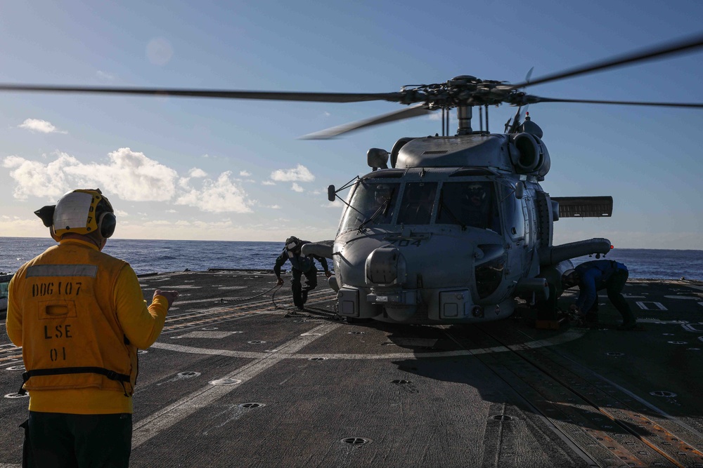 USS Gravely is part of the Harry S. Truman Carrier Strike Group and is on a scheduled deployment in the U.S. Sixth Fleet area of operations