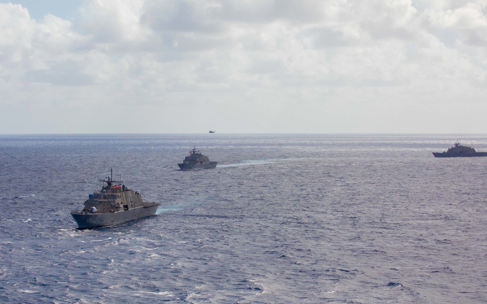 Three LCS Ships Work Together to Conduct Maritime Operations