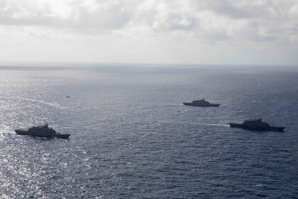 Three LCS Ships Work Together to Conduct Maritime Operations