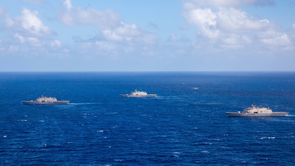 Three LCS Ships Work Together to Conduct Maritime Operations