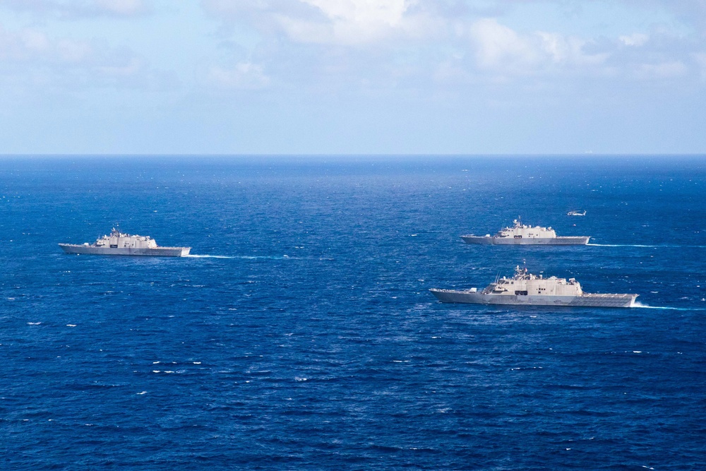 Three LCS Ships Work Together to Conduct Maritime Operations