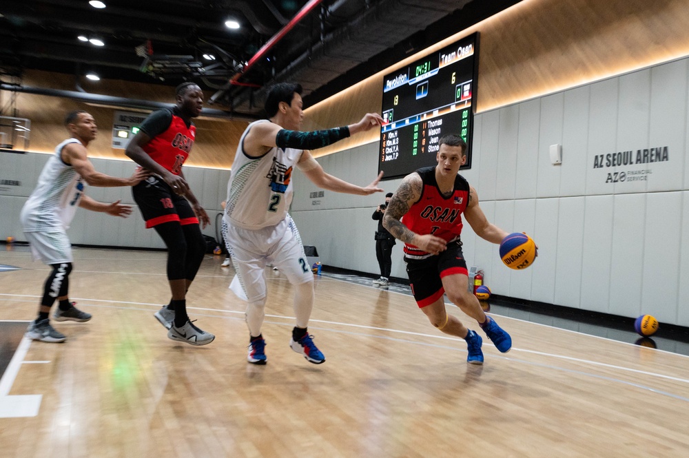 Osan Airmen compete with professional Korean basketball players
