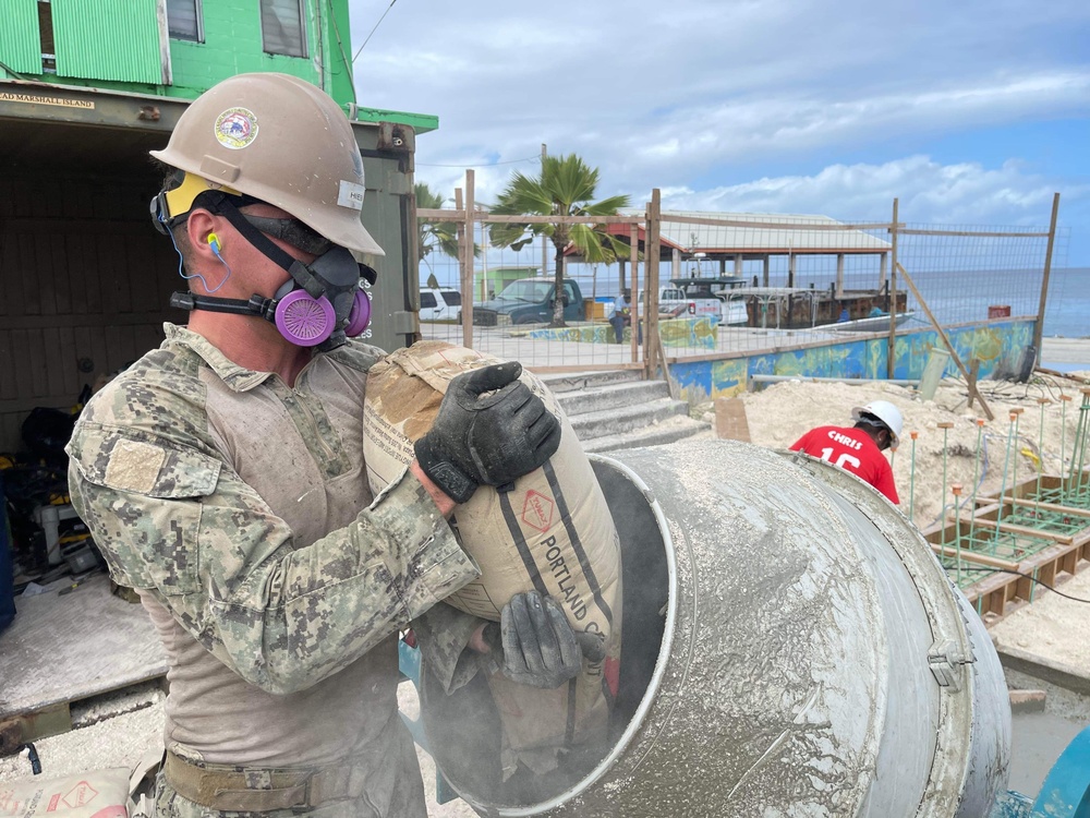 US Navy Seabees with NMCB-5 build a police station in the Marshall Islands