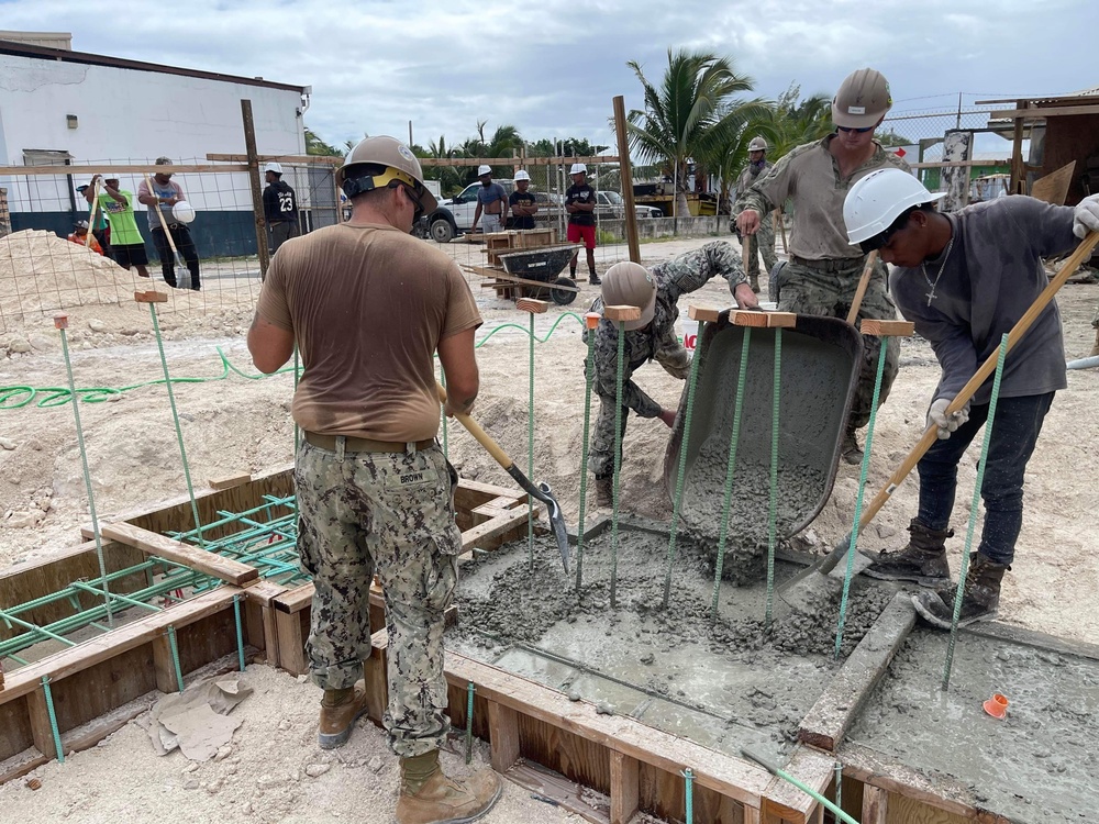 US Navy Seabees with NMCB-5 build a police station in the Marshall Islands
