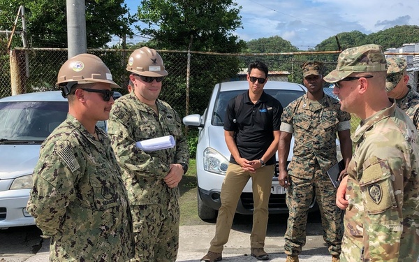 US Navy Seabees with NMCB-5 plan construction at Malakal Harbor, Palau