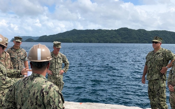 US Navy Seabees with NMCB-5 plan construction at Malakal Harbor, Palau