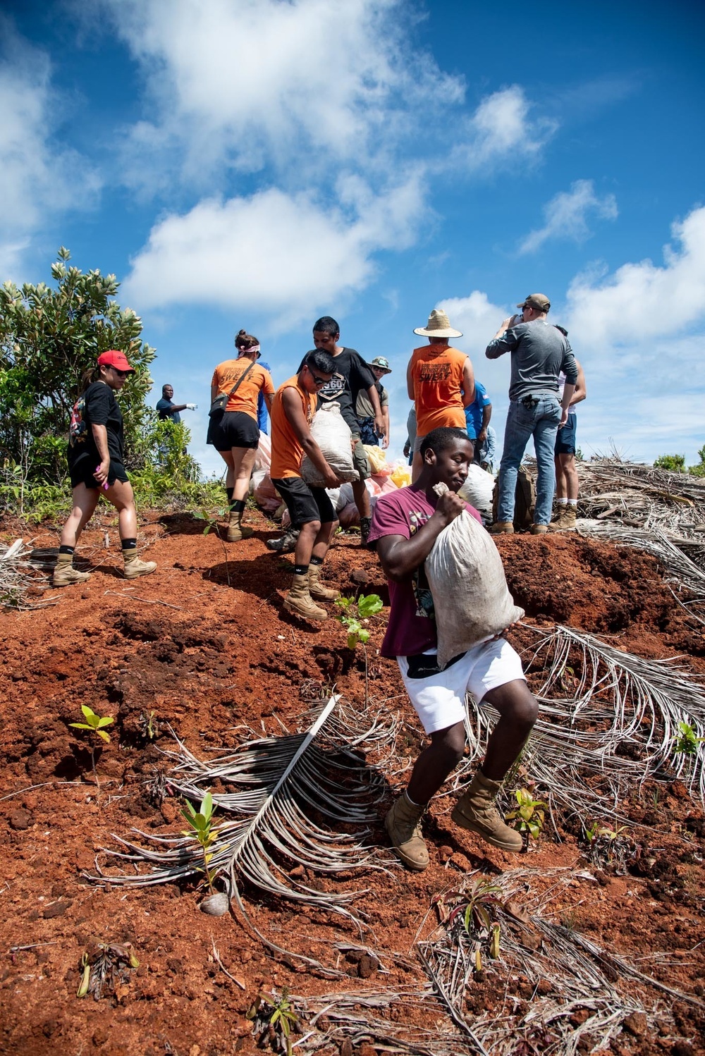 US Navy Seabees with NMCB-5 participate in a jungle restoration project