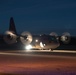 Illinois Air National Guard lands C-130 at night