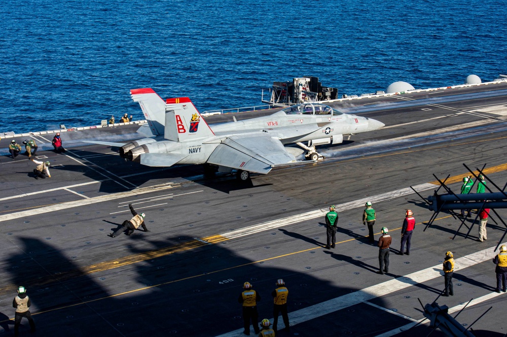 The Harry S. Truman Carrier Strike Group is on a scheduled deployment in the U.S. Sixth Fleet area of operations in support of naval operations to maintain maritime stability and security.