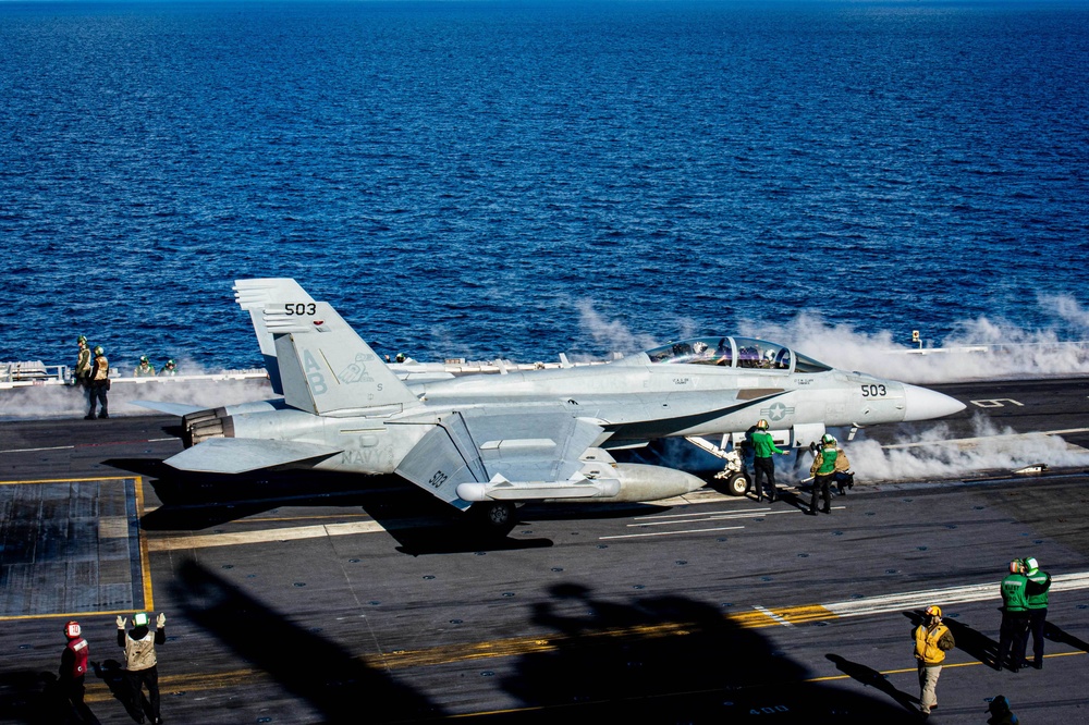 The Harry S. Truman Carrier Strike Group is on a scheduled deployment in the U.S. Sixth Fleet area of operations in support of naval operations to maintain maritime stability and security.