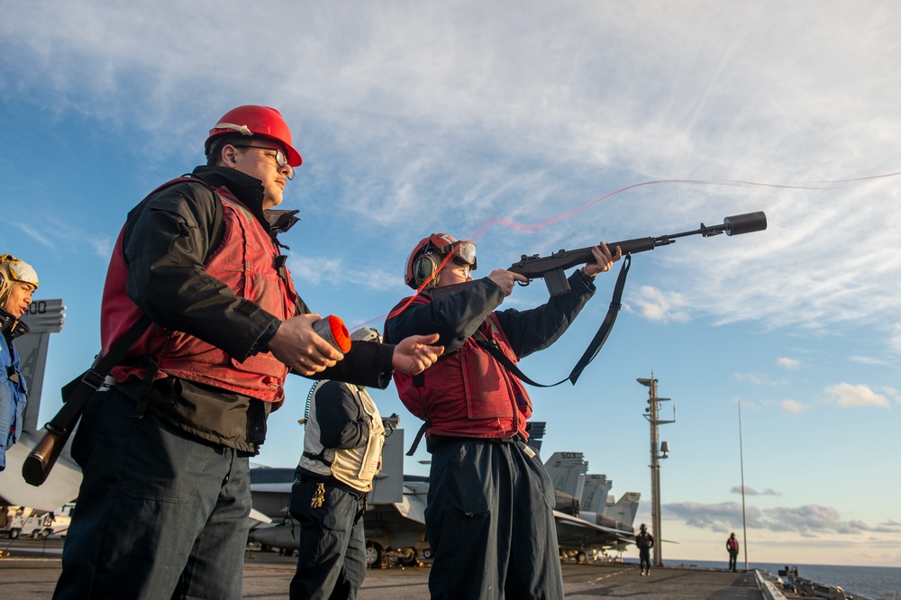 The Harry S. Truman Carrier Strike Group is on a scheduled deployment in the U.S. Sixth Fleet area of operations in support of naval operations to maintain maritime stability and security.