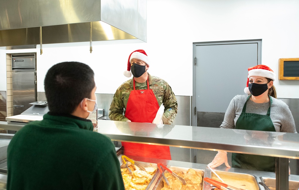 Leadership serves Wright-Patt Airmen Christmas meal