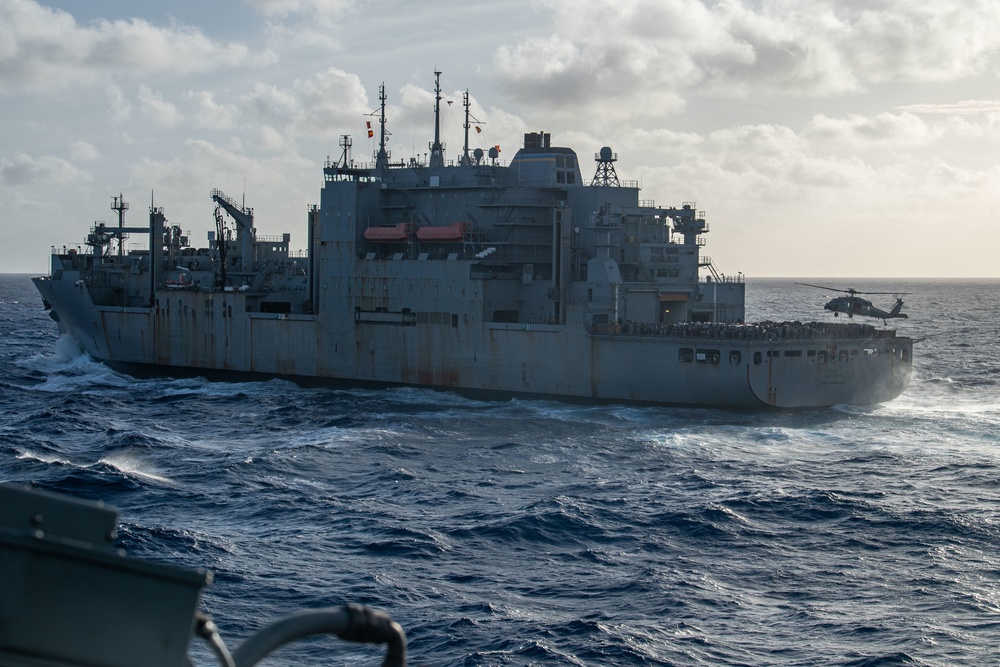 USS Carl Vinson (CVN 70) Conducts A Vertical Replenishment-at-Sea with USNS Carl Brashear (T-AKE 7)