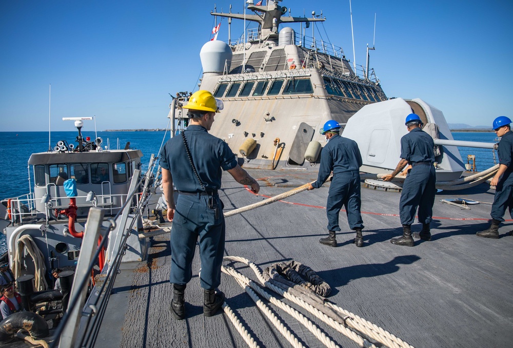 USS Milwaukee Sailors Heave Line on the Fo’c’sle