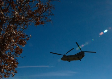 CH-47 Chinook lands at Cheyenne Mountain Space Force Station