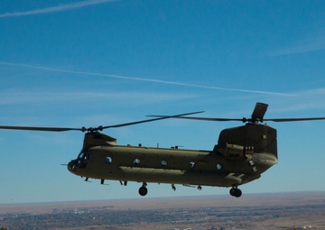 CH-47 Chinook lands at Cheyenne Mountain Space Force Station