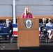 The Honorable Meredith Berger delivers remarks during a commissioning celebration for USS Kansas City (LCS 22)