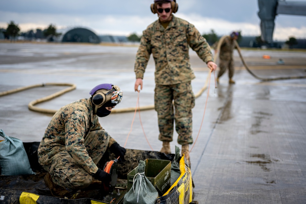 U.S. Marine hot refueling at Misawa Air Base