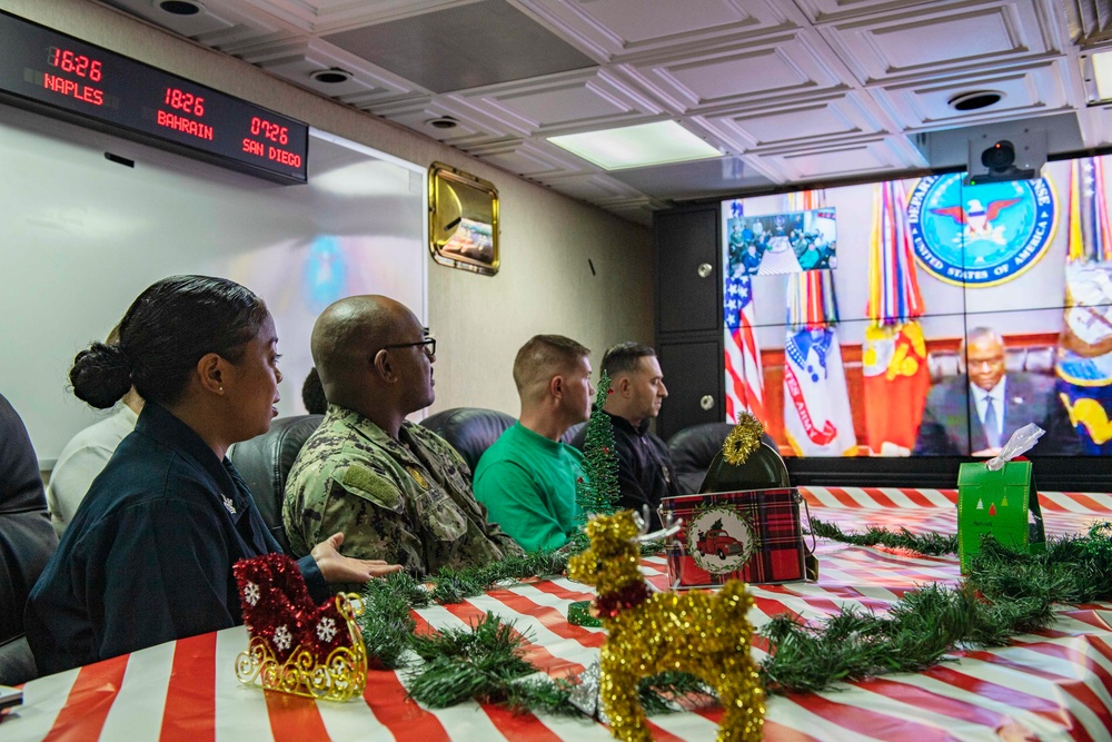 The Harry S. Truman Carrier Strike Group is on a scheduled deployment in the U.S. Sixth Fleet area of operations in support of naval operations to maintain maritime stability and security.