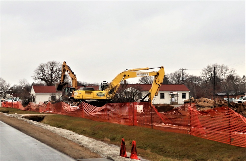 Building destruction in 1600 block at Fort McCoy makes way for future construction