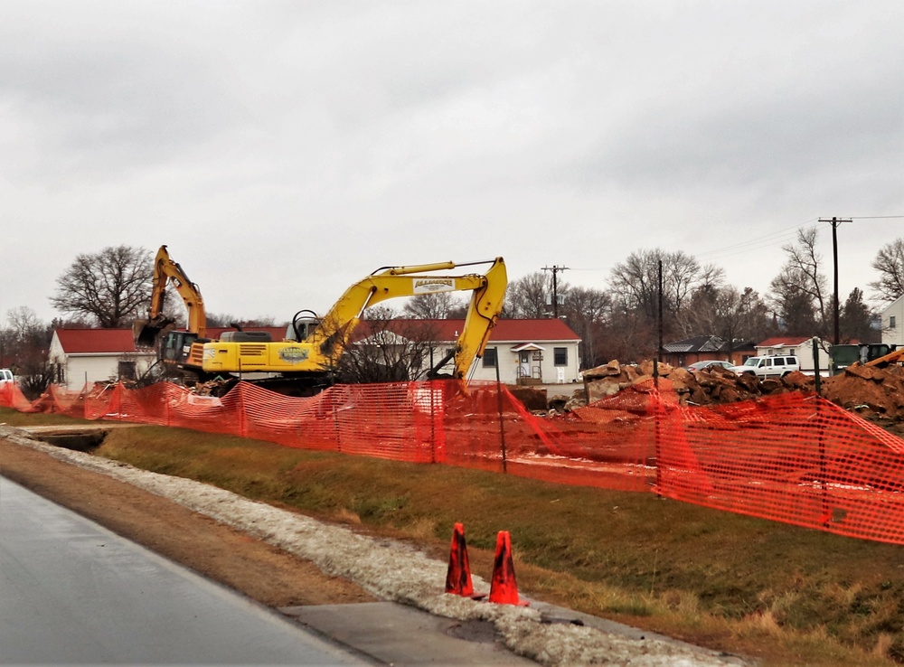 Building destruction in 1600 block at Fort McCoy makes way for future construction