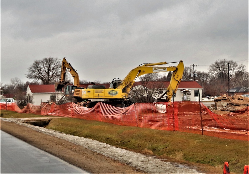 Building destruction in 1600 block at Fort McCoy makes way for future construction