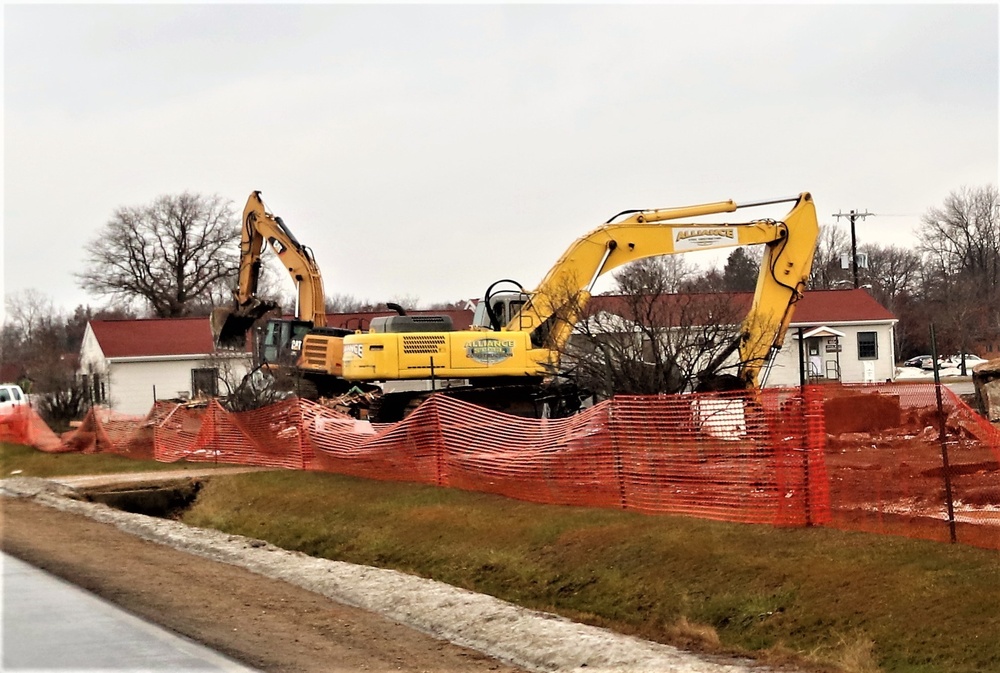 Building destruction in 1600 block at Fort McCoy makes way for future construction