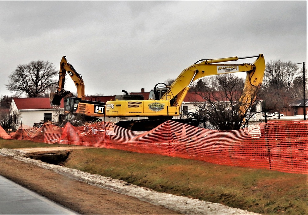 Building destruction in 1600 block at Fort McCoy makes way for future construction