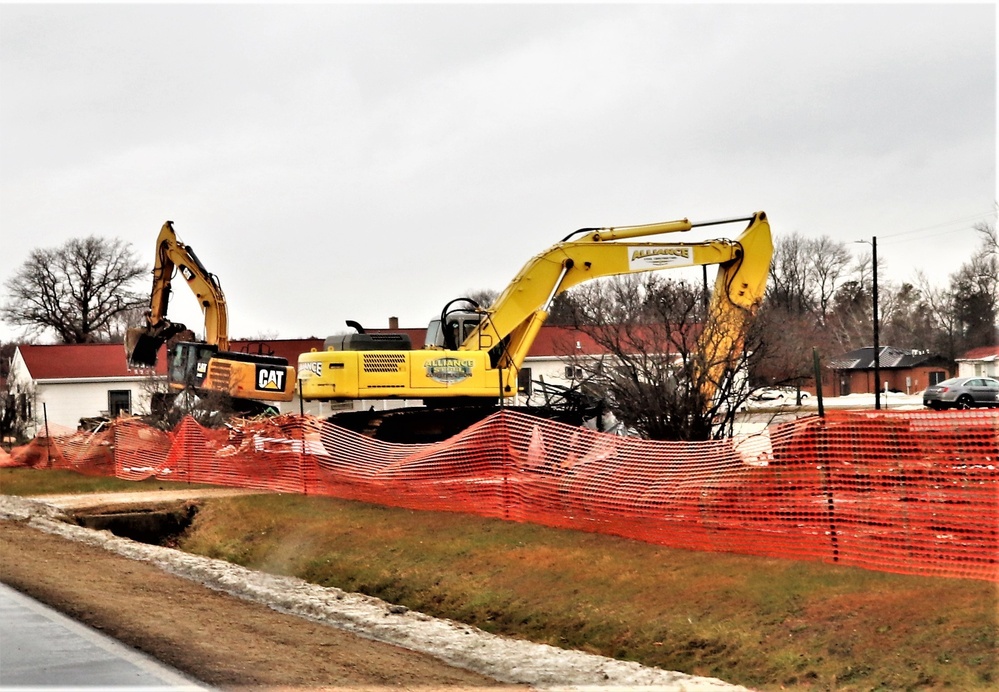 Building destruction in 1600 block at Fort McCoy makes way for future construction