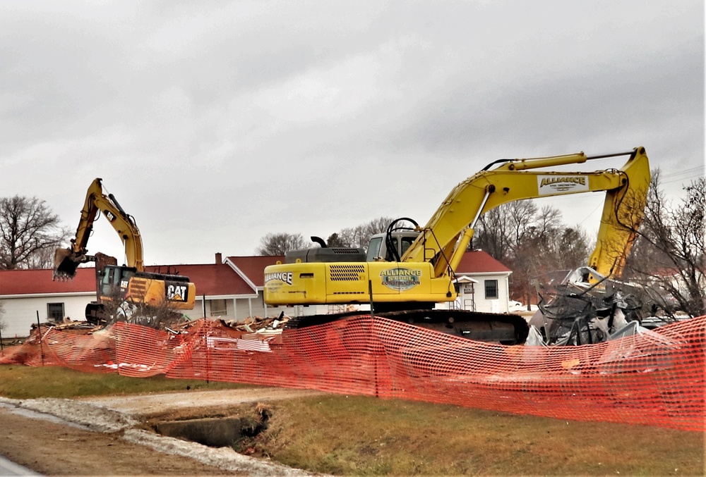 Building destruction in 1600 block at Fort McCoy makes way for future construction