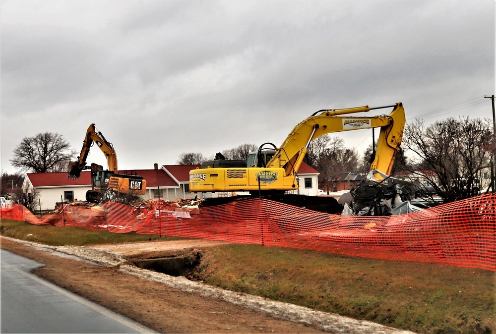 Building destruction in 1600 block at Fort McCoy makes way for future construction