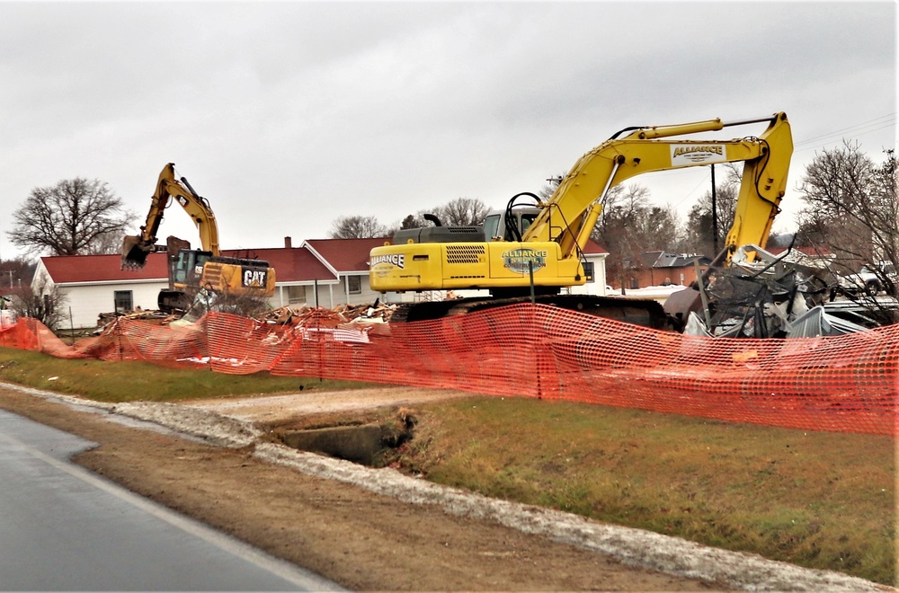 Building destruction in 1600 block at Fort McCoy makes way for future construction