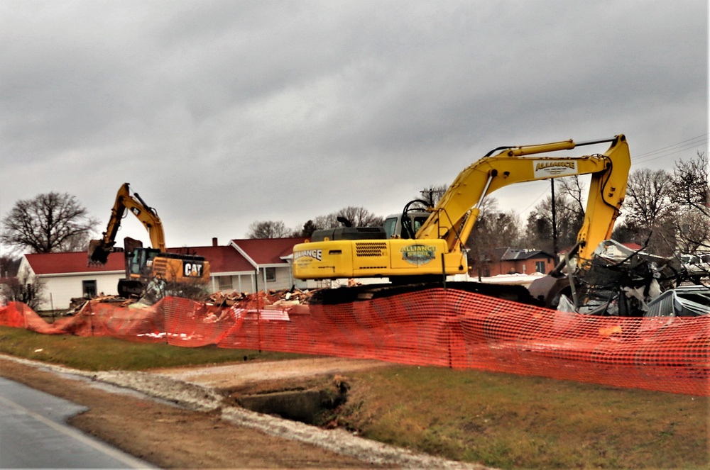 Building destruction in 1600 block at Fort McCoy makes way for future construction