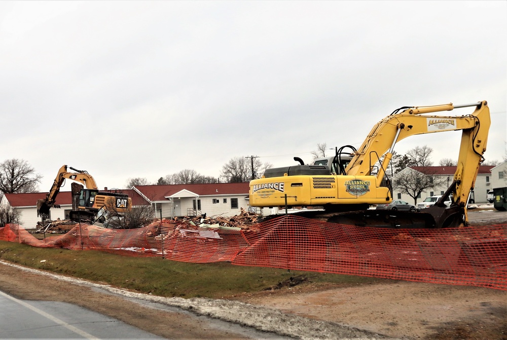 Building destruction in 1600 block at Fort McCoy makes way for future construction