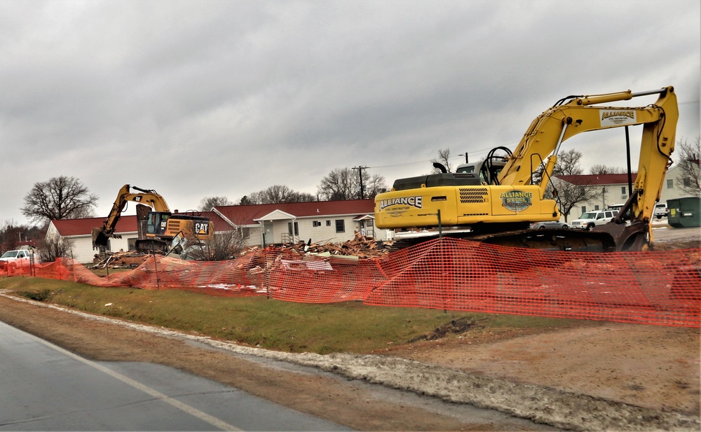 Building destruction in 1600 block at Fort McCoy makes way for future construction