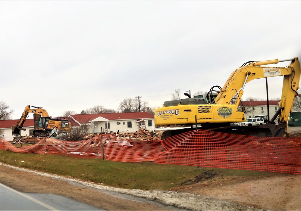 Building destruction in 1600 block at Fort McCoy makes way for future construction