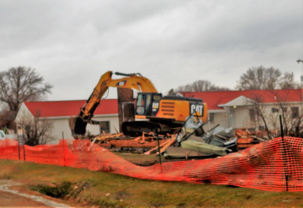 Building destruction in 1600 block at Fort McCoy makes way for future construction